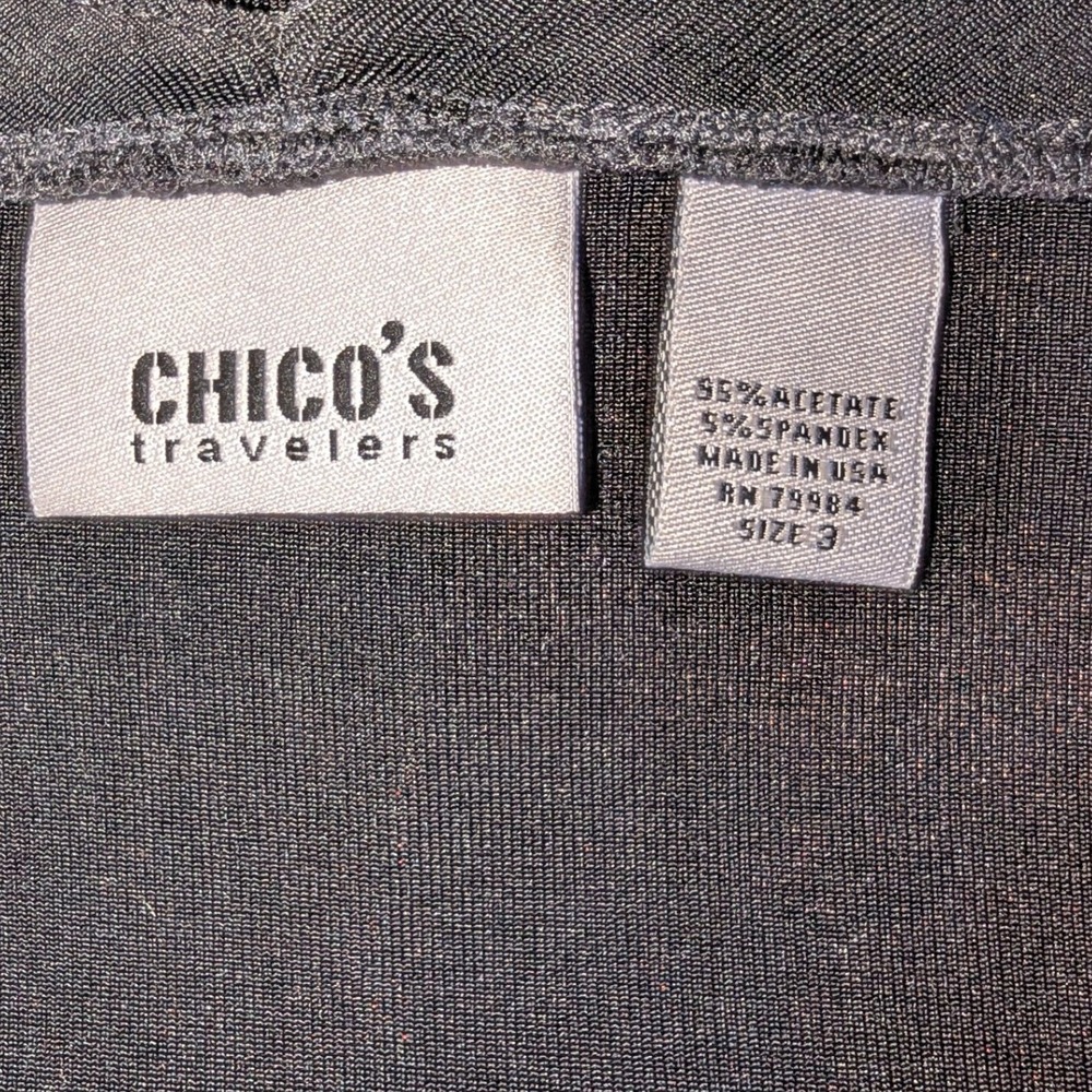 Chicos Travelers 3 Piece Set Black Cardigan Tank Pants Womens Size 3 Large XL - Picture 7 of 11